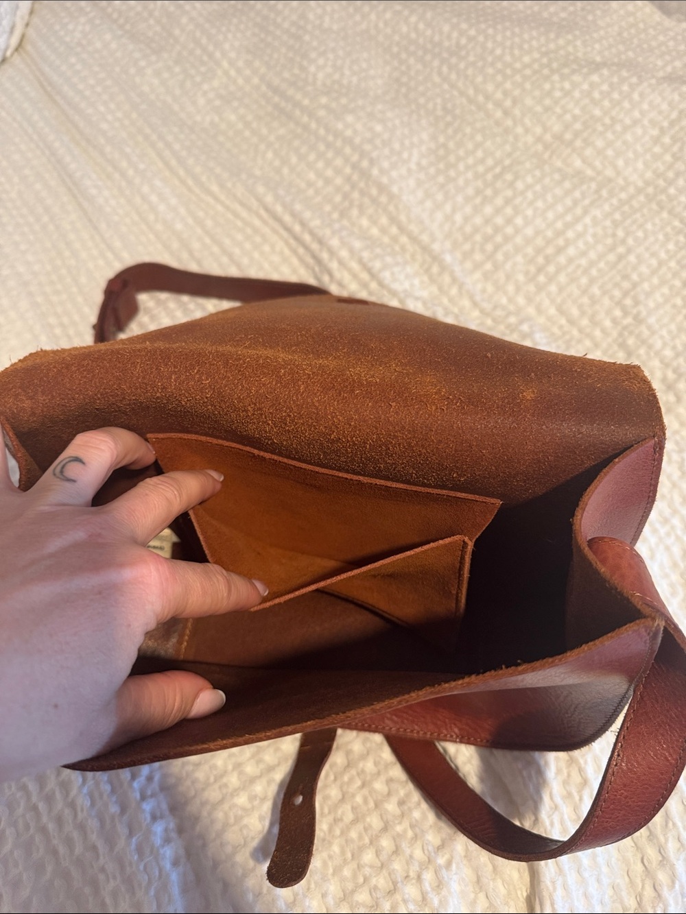 Lucky Brand Rustic Brown Leather Crossbody Satchel - Picture 10 of 13
